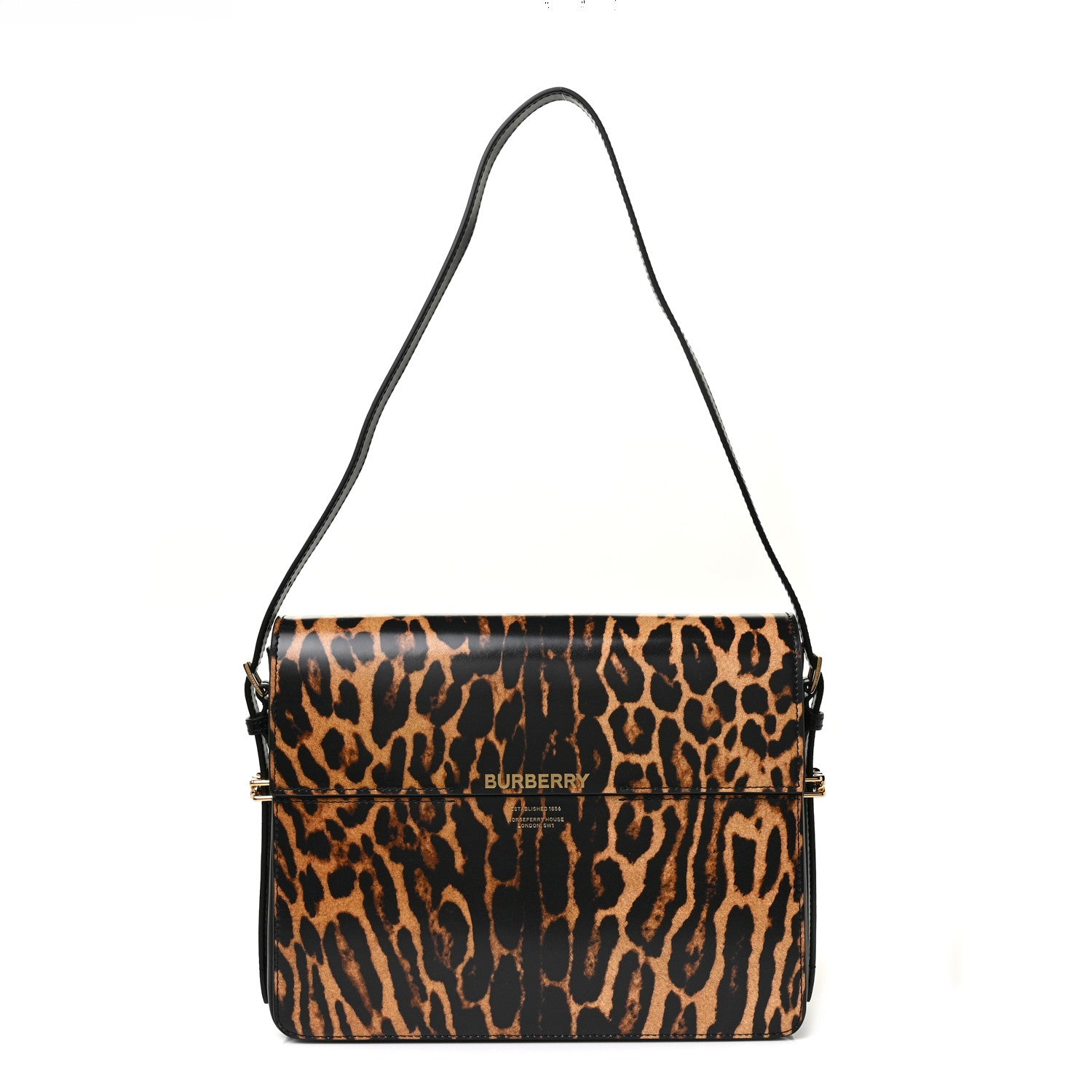 Burberry Calfskin Leopard Large Grace Bag Dark Mustard 1 of 8