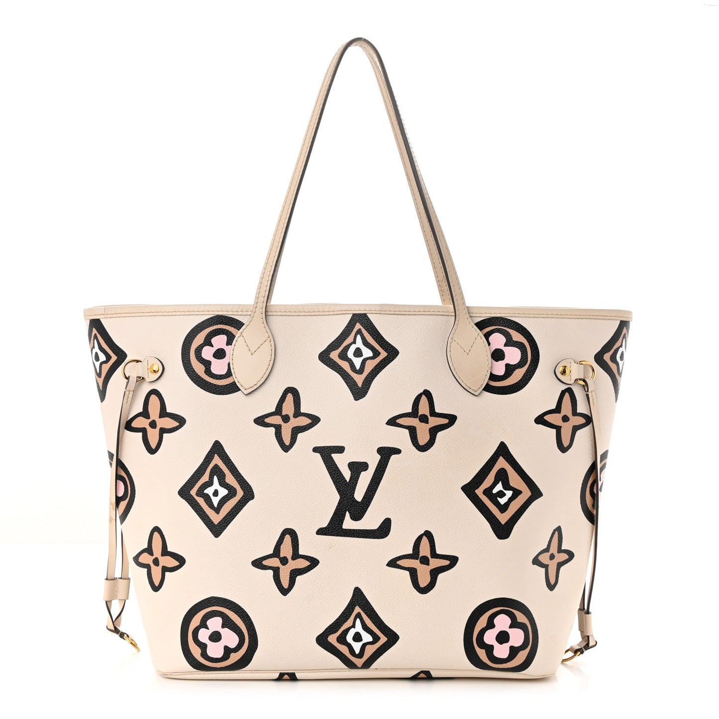 Monogram Giant Wild At Heart Neverfull MM Creme