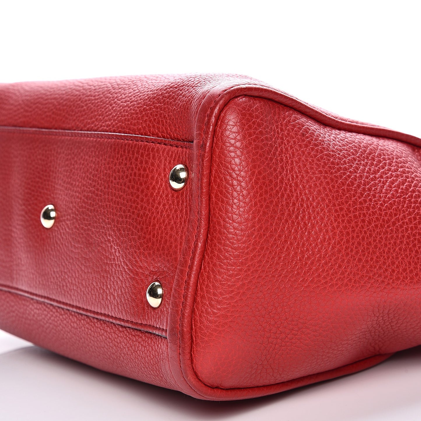 Pebbled Calfskin Small Soho Top Handle Bag Red