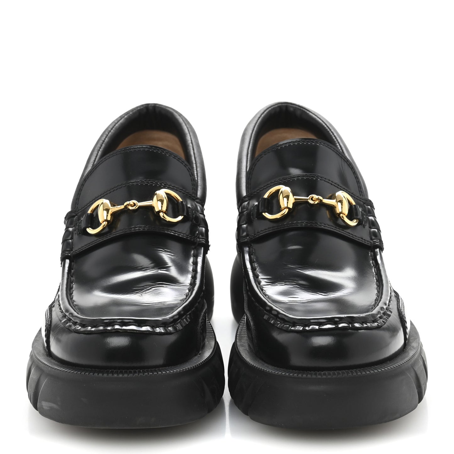 Cordovan Lux Womens Horsebit 45mm Platform Loafers 37 Black