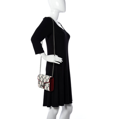 Gucci Tweed GG Monogram Mini Dionysus Chain Wallet White Black Romantic Cherry 2 of 12