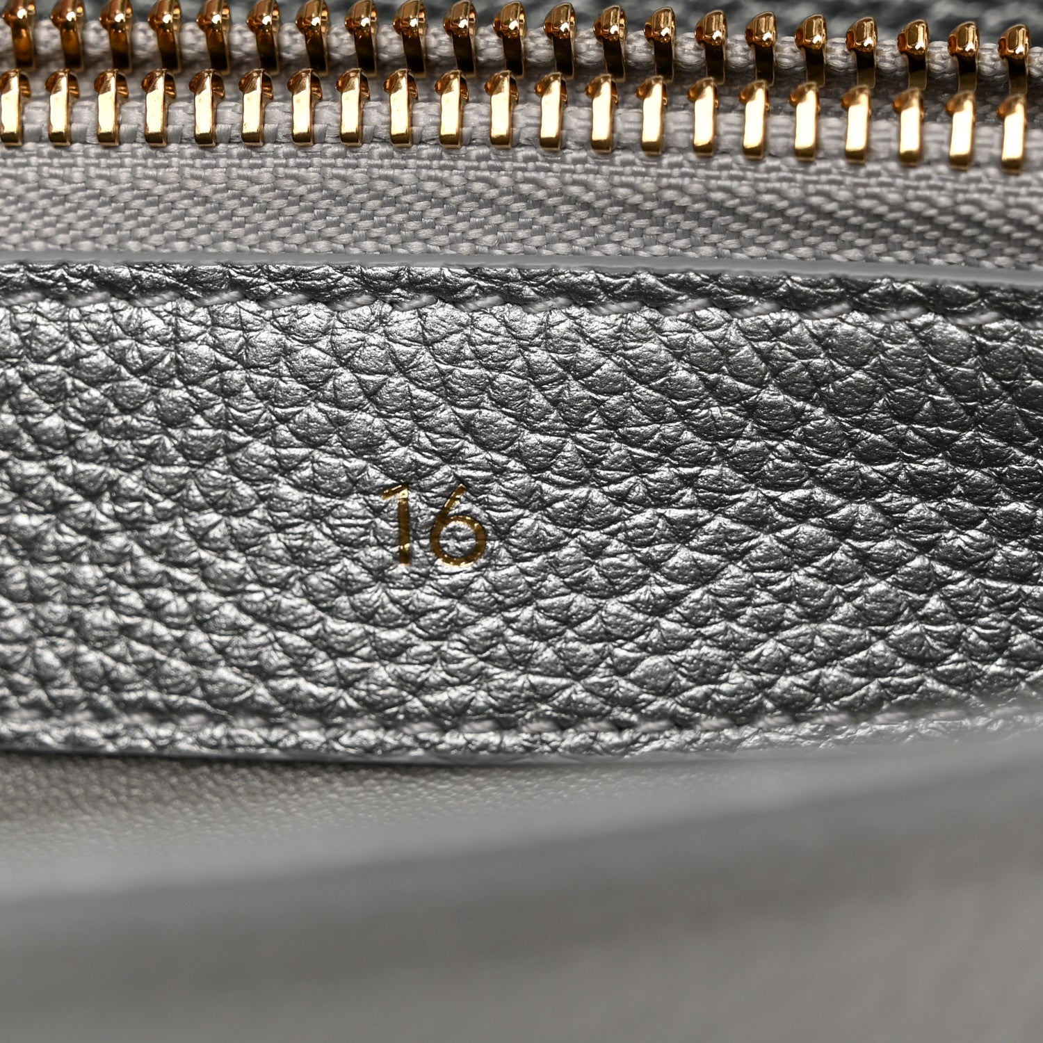 Celine Laminated Grained Calfskin 16 Top Handle Bag Silver 7 of 10