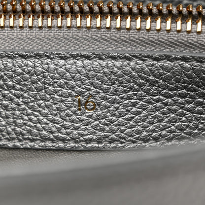 Celine Laminated Grained Calfskin 16 Top Handle Bag Silver 7 of 10