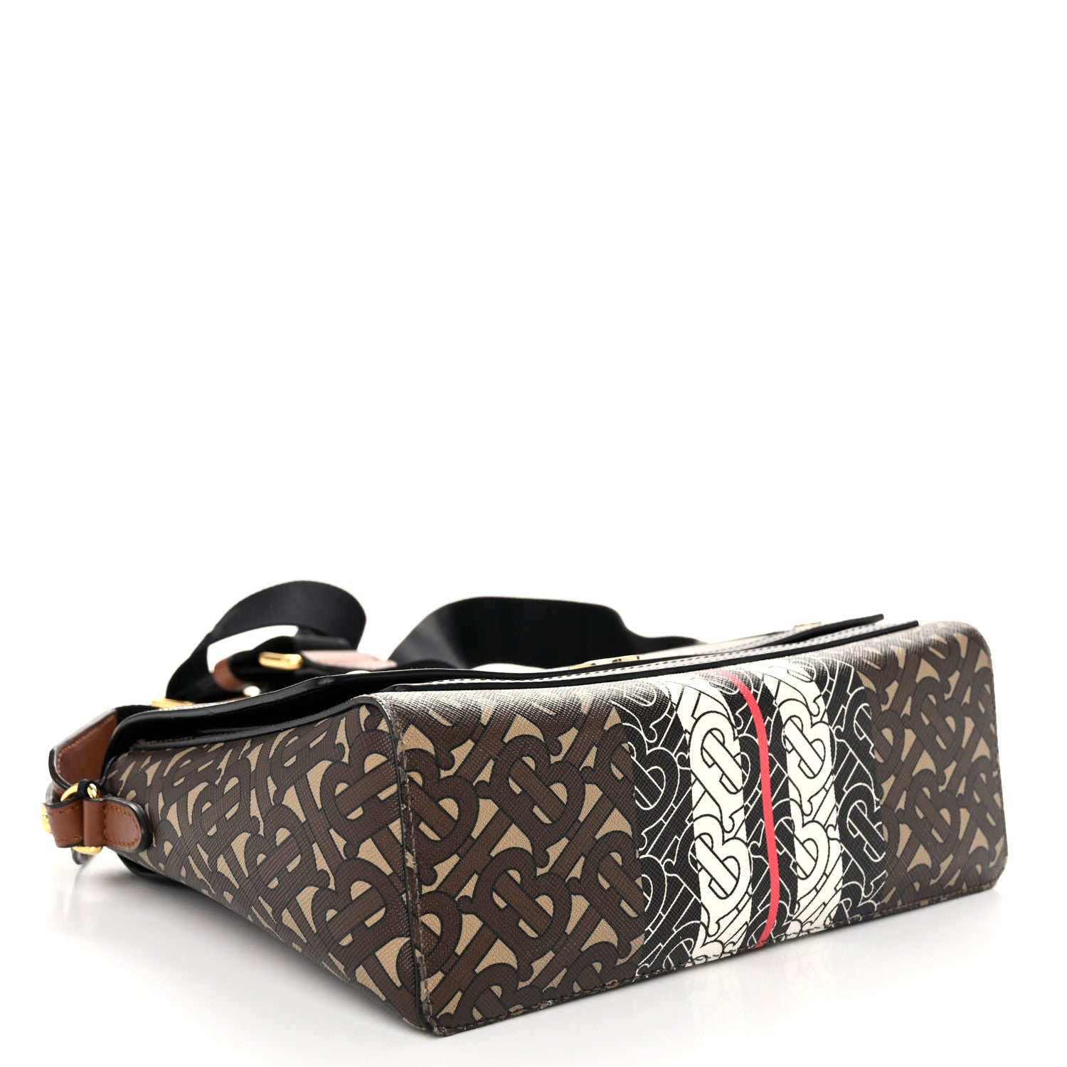 Burberry E-Canvas Monogram Stripe Note Crossbody Bag Bridle Brown 4 of 10