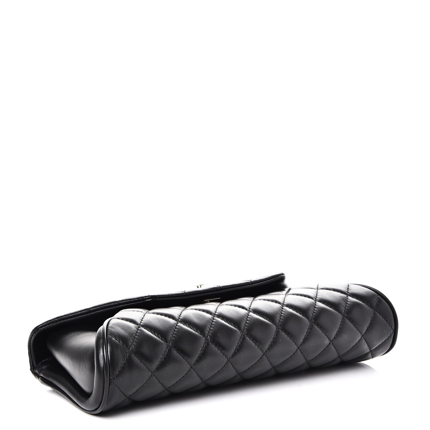 Lambskin Quilted Fold Up Again Clutch Black