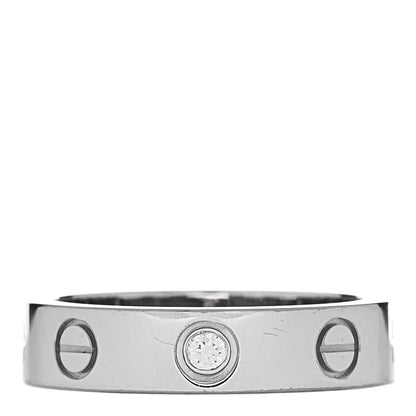 Cartier 18K White Gold Diamond 4mm LOVE Wedding Band Ring 47 4 1 of 4