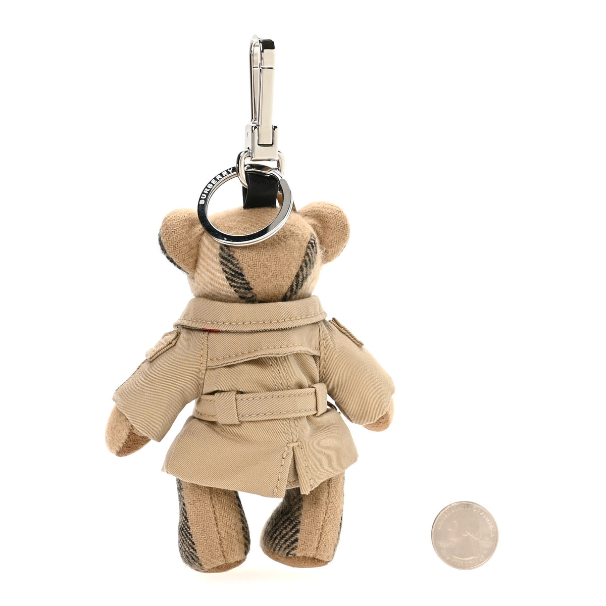 Burberry Cashmere House Check Thomas Bear Trench Coat Bag Charm Camel 2 of 4