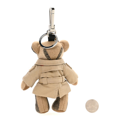 Burberry Cashmere House Check Thomas Bear Trench Coat Bag Charm Camel 2 of 4