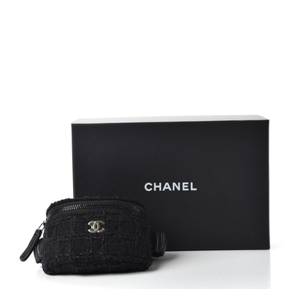 Chanel Tweed Lambskin Quilted Arm Coin Purse Black 7 of 7