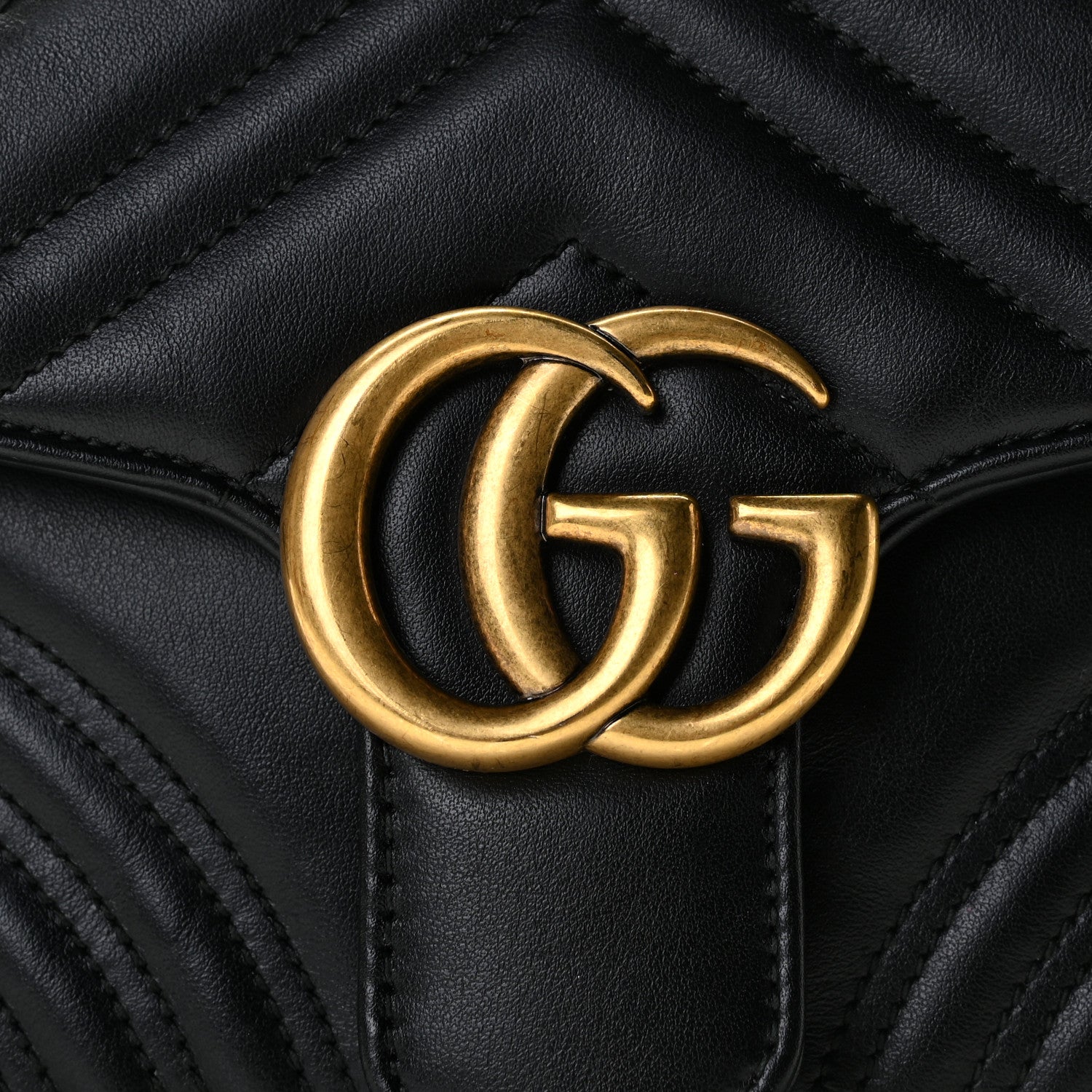 Gucci Calfskin Matelasse Small GG Marmont Top Handle Shoulder Bag Black 7 of 11