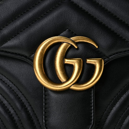 Gucci Calfskin Matelasse Small GG Marmont Top Handle Shoulder Bag Black 7 of 11