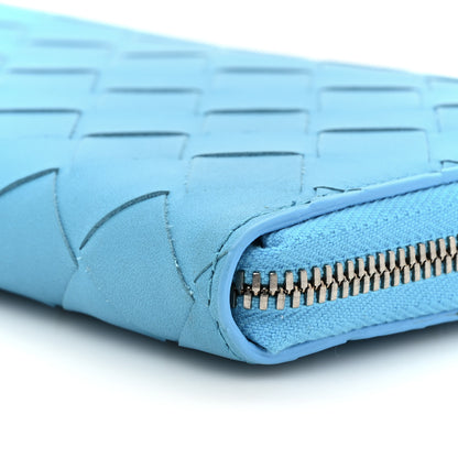 Bottega Veneta Nappa Intrecciato Zip Around Wallet Sky Blue 9 of 13