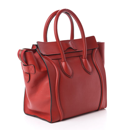 Celine Drummed Calfskin Mini Luggage Coquelicot 3 of 10