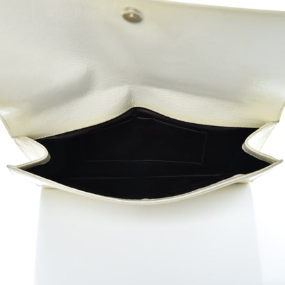 Saint Laurent Patent Calfskin Large Belle De Jour Clutch Off White 5 of 15