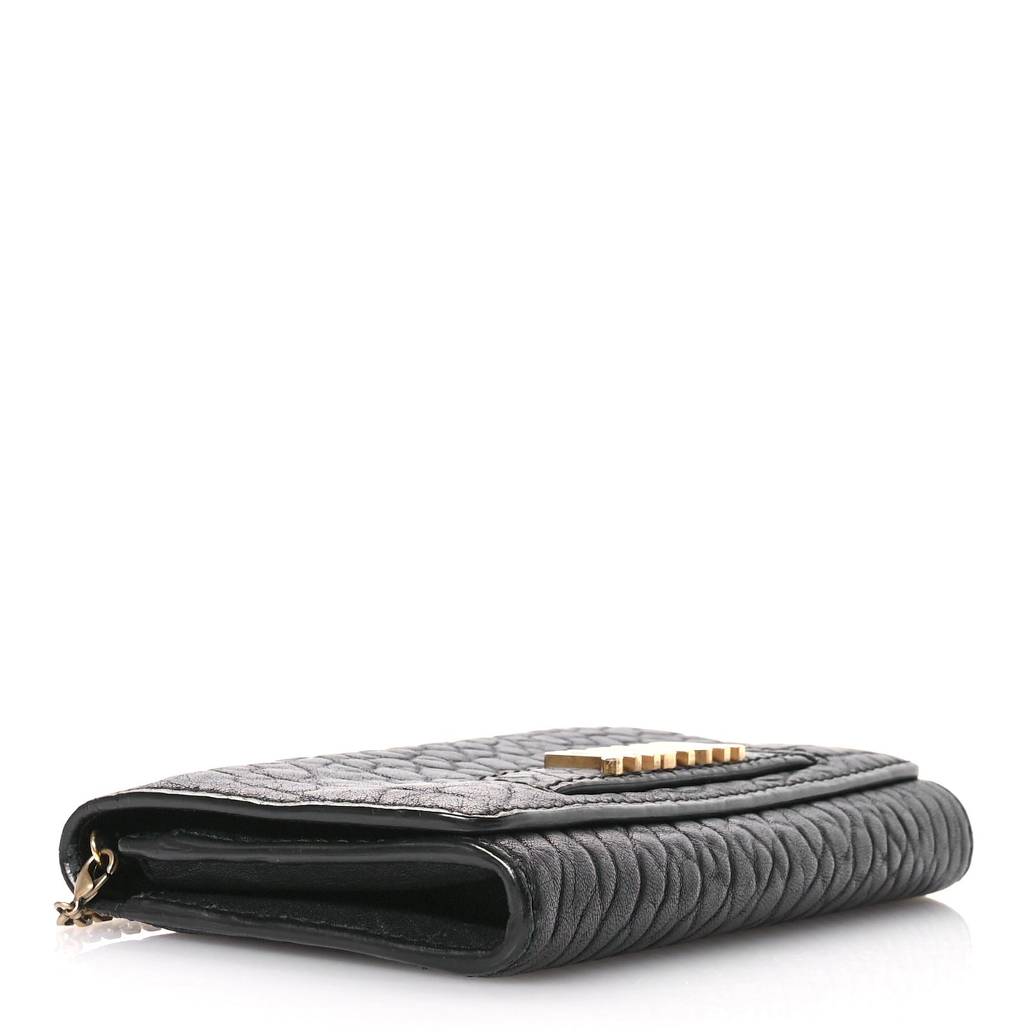 Canyon Grained Lambskin J'Adior Wallet On Chain Pouch Black