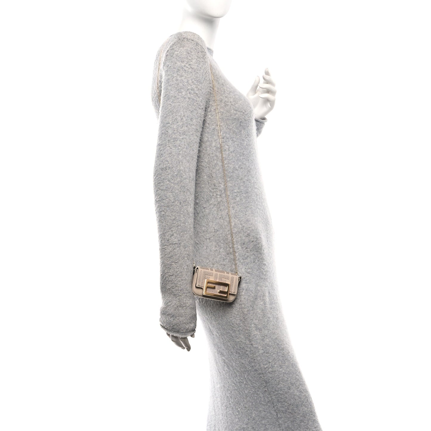 Canvas Vitello King FF Embroidered Nano Maxi Buckle Baguette Charm Nuvola