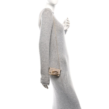 Fendi Canvas Vitello King FF Embroidered Nano Maxi Buckle Baguette Charm Nuvola 2 of 11