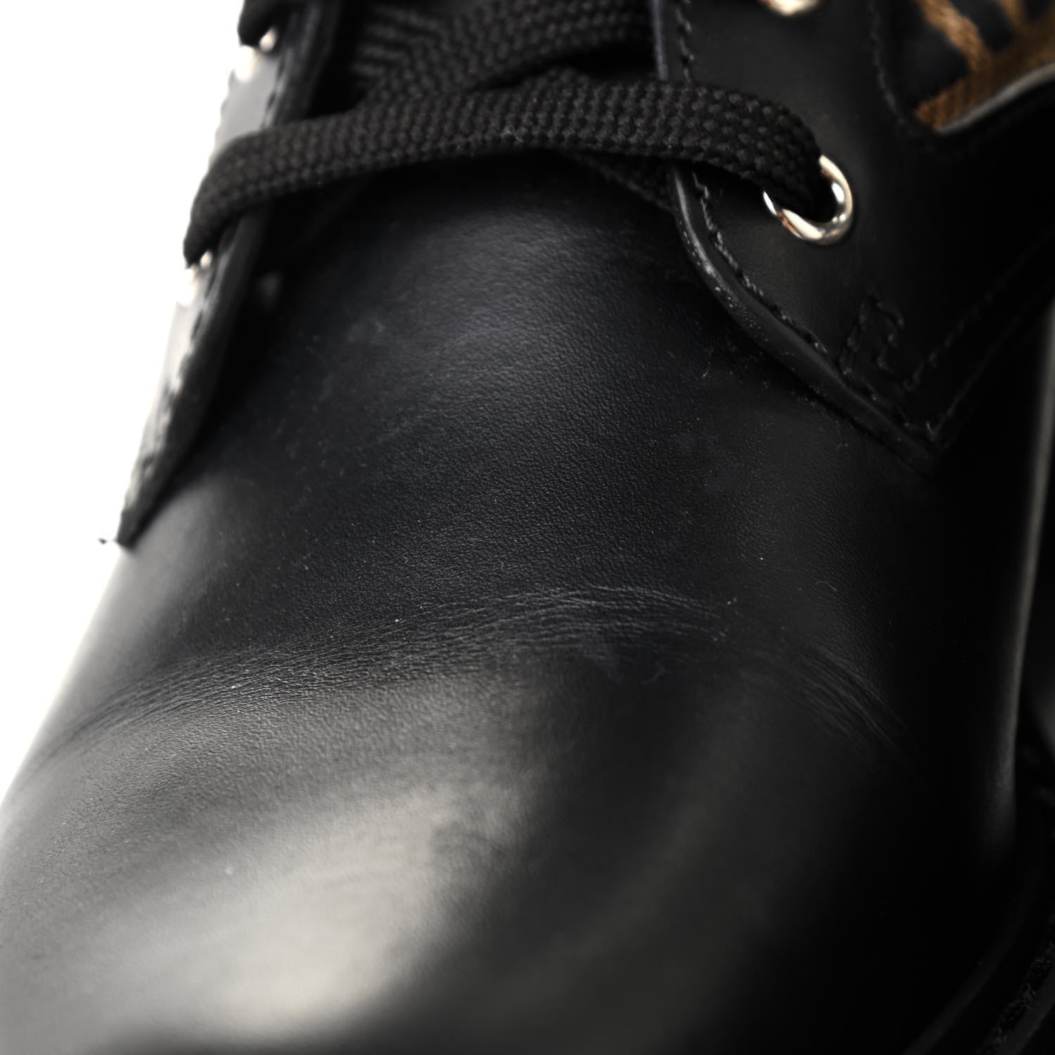 Fendi Calfskin Stretch Fabric FF Rockoko Biker Boots 39.5 Black Tobacco 8 of 10