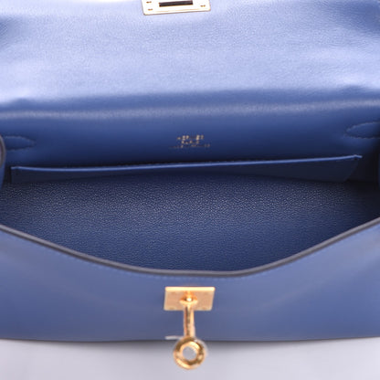 Hermes Swift Kelly Pochette Clutch Bleu Brighton 22 of 27