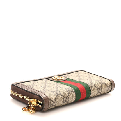 Gucci GG Supreme Monogram Web Ophidia Zip Around Wallet Brown 4 of 8