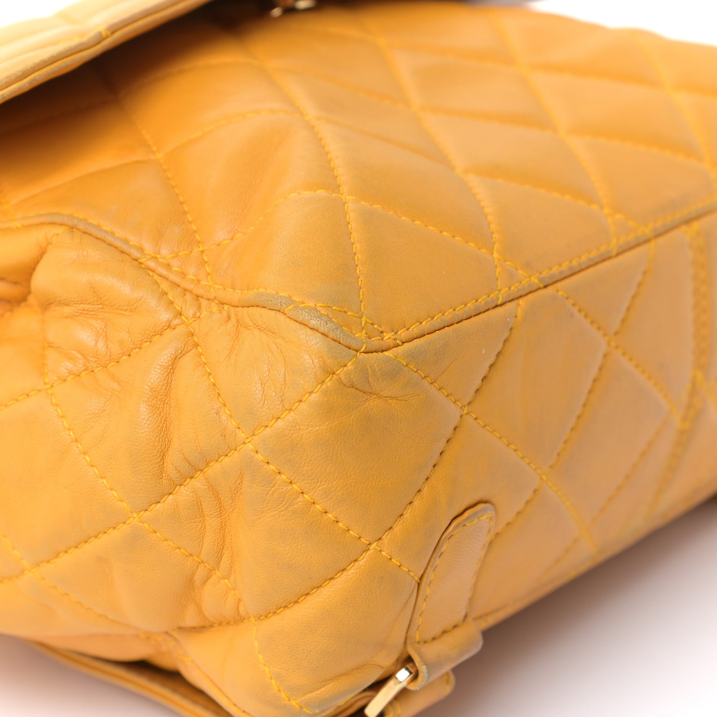 Lambskin Quilted Backpack Yellow