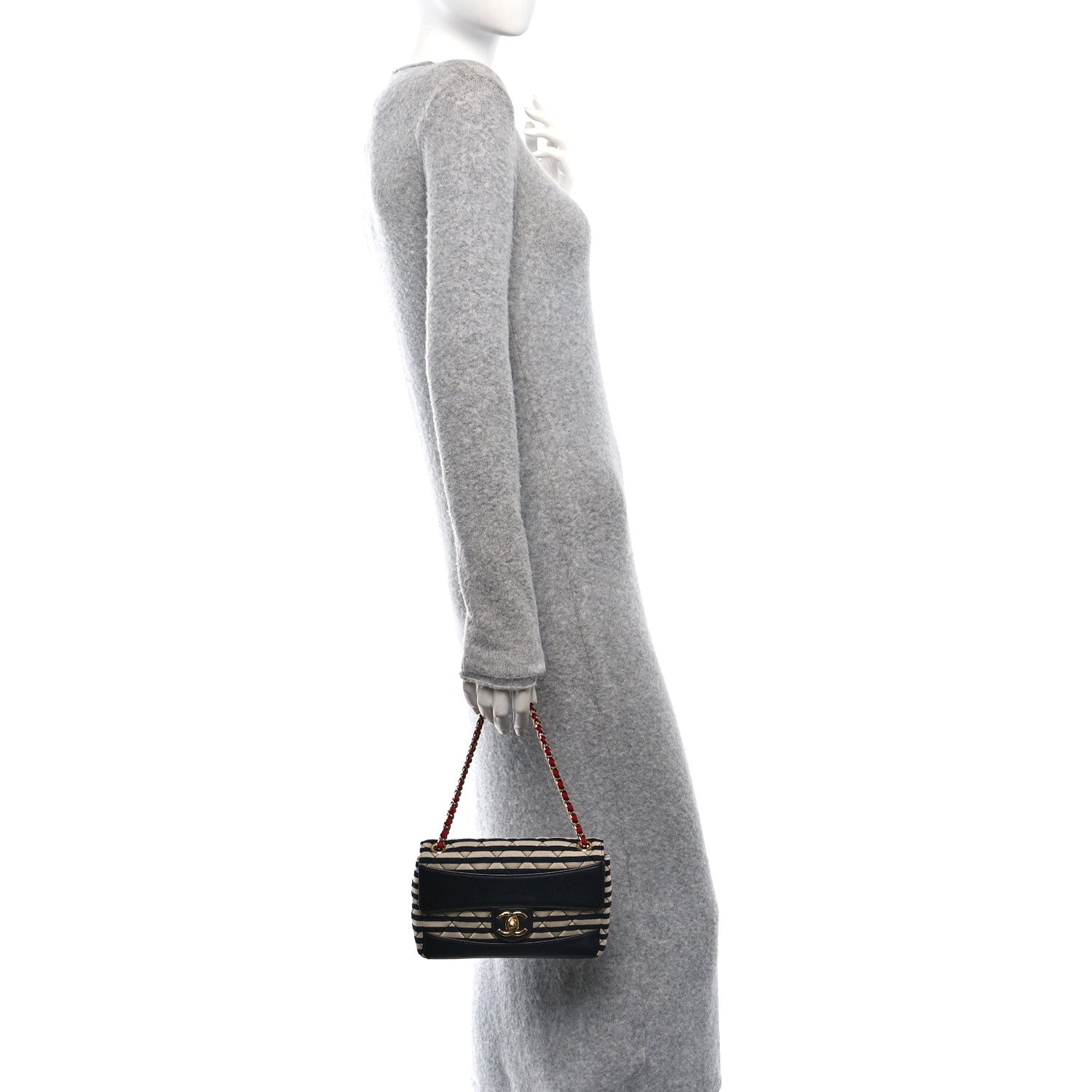 Chanel Jersey Quilted Small Coco Sailor Flap Black White 2 of 11