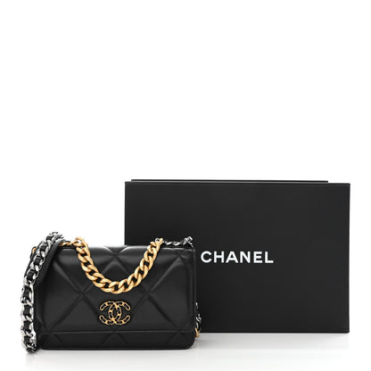 Chanel Lambskin Quilted Chanel 19 Wallet On Chain WOC Black 13 of 13