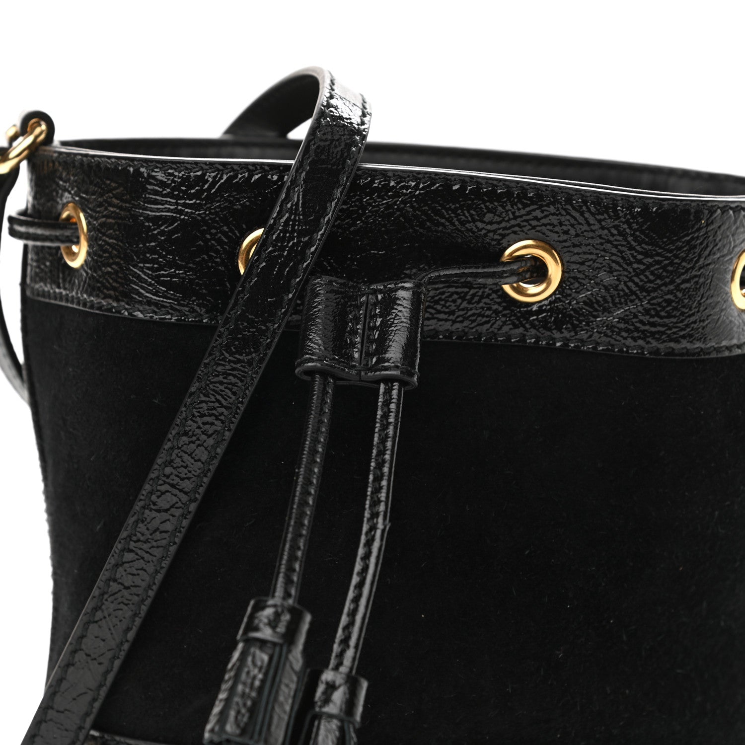 Gucci Suede Patent Web Mini Ophidia Bucket Bag Black 8 of 10