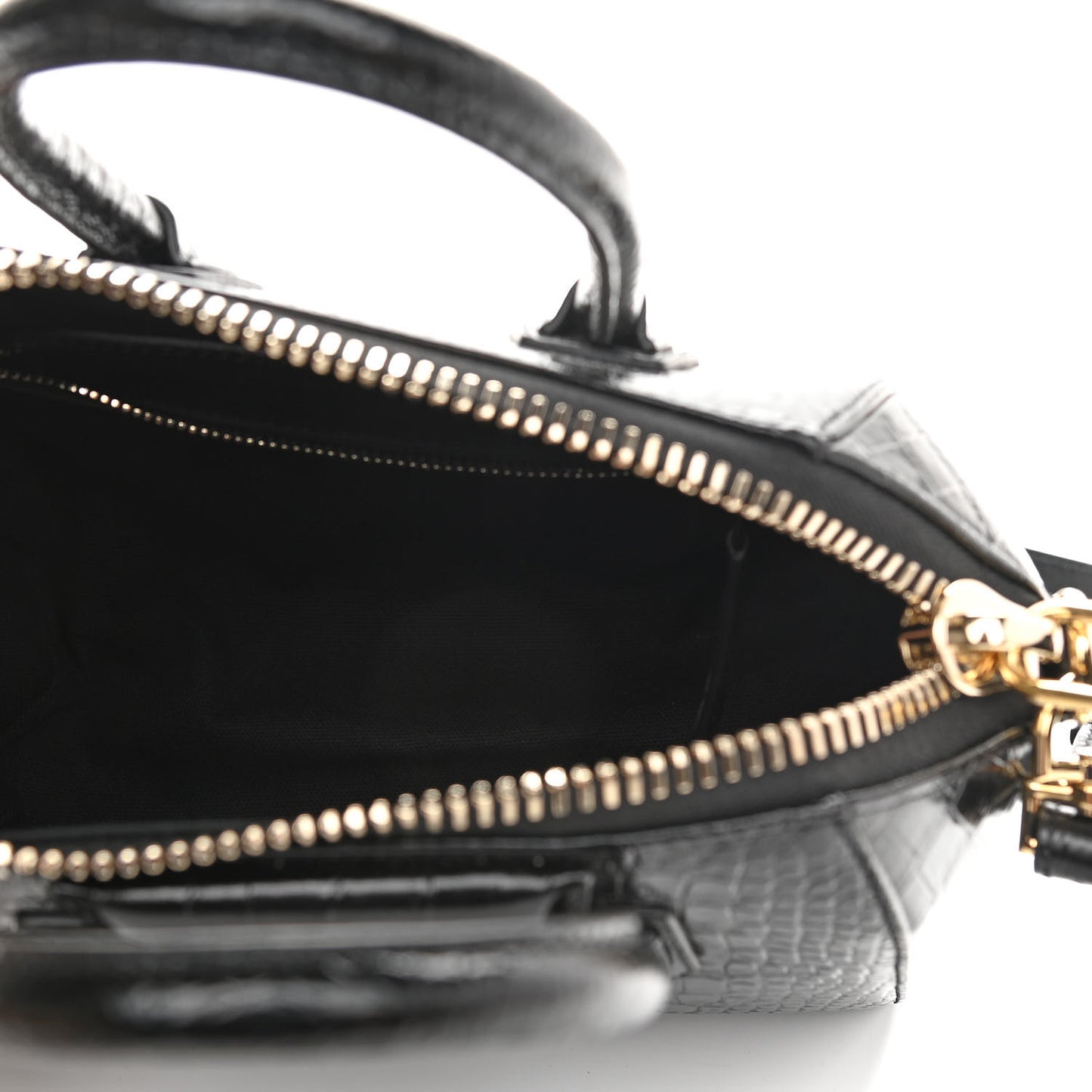 Calfskin Crocodile Embossed Mini Antigona Black