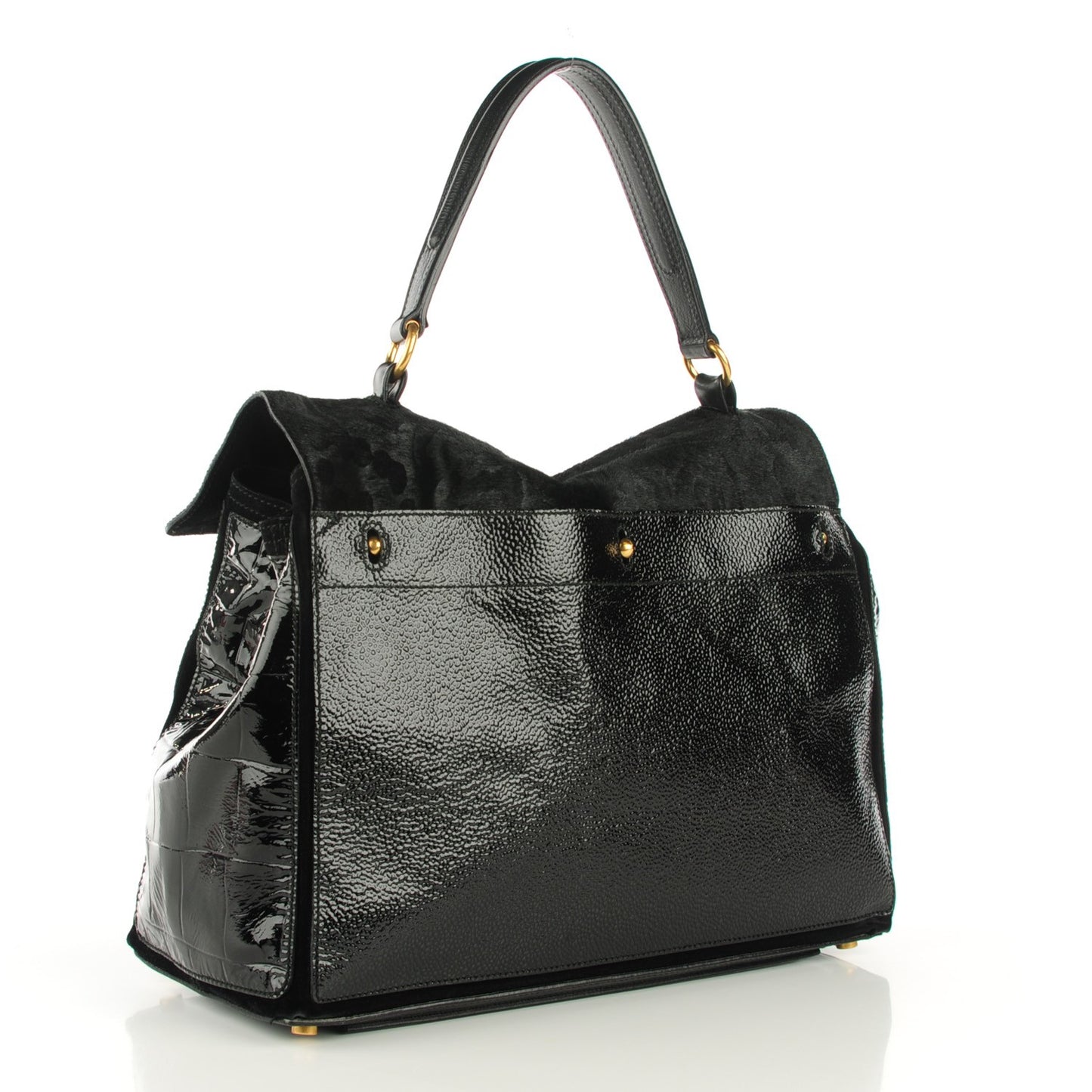 Pony Hair Patent Large Muse Two Black