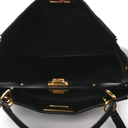 Fendi Vitello Seta Shiny Nappa Large Peekaboo Iconic Satchel Black 5 of 10