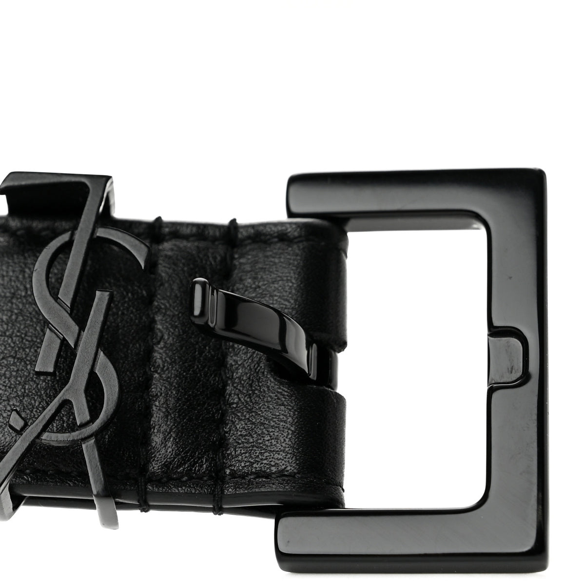 Box Laque Monochrome Monogram Square Buckle Belt 75 30 Black