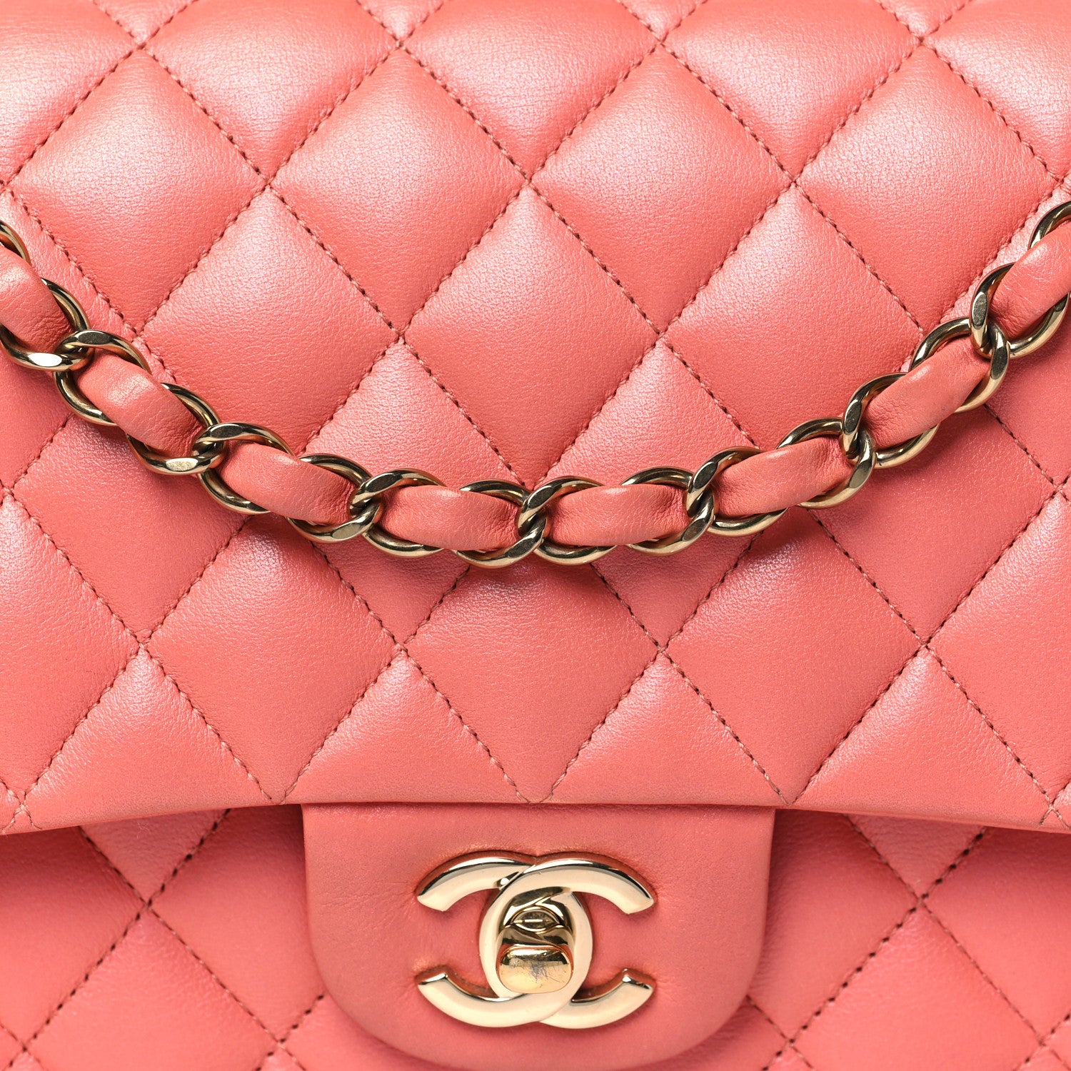 Chanel Iridescent Lambskin Quilted Medium Double Flap Pink 7 of 9