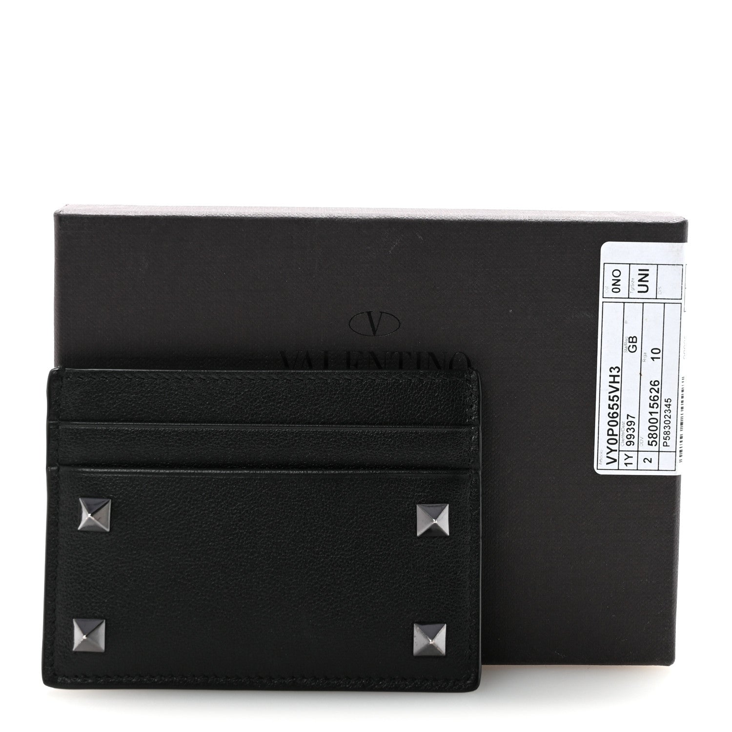 Valentino Garavani Vitello Rockstud Card Holder Black 7 of 7