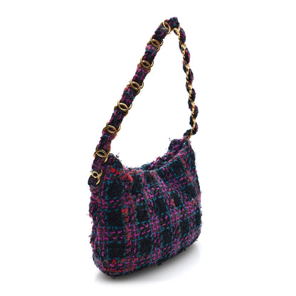 Chanel Cashmere Tweed Quilted CC Links Hobo Purple Multicolor 3 of 10