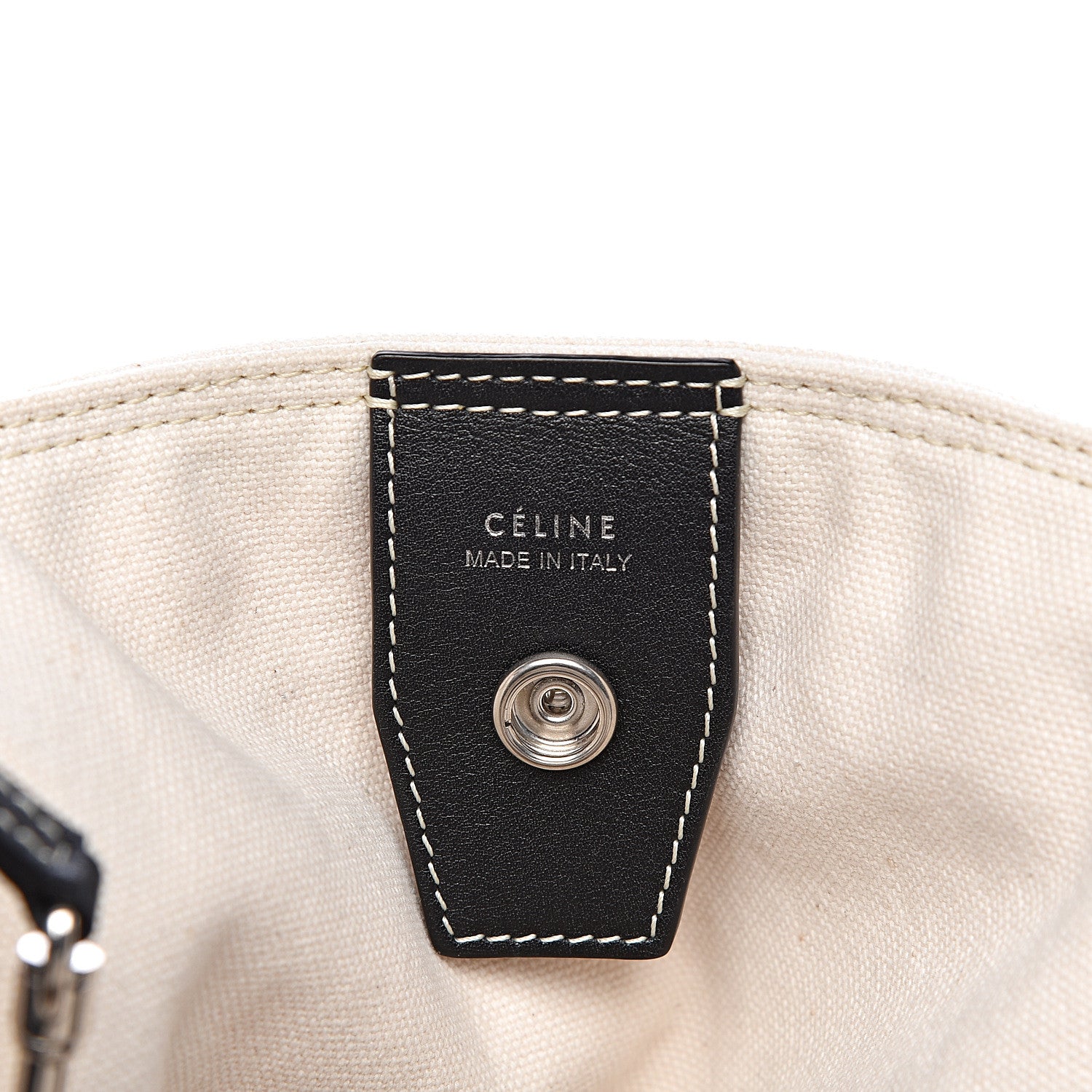 Celine Canvas Smooth Calfskin Frame Tote Black White 9 of 18