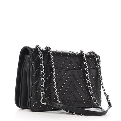 Chanel Calfskin Studded Chevron Quilted Flap Black 2 of 13