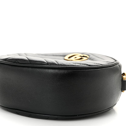 Gucci Azalea Calfskin Matelasse Heart Mini GG Marmont Round Shoulder Bag Black 10 of 10