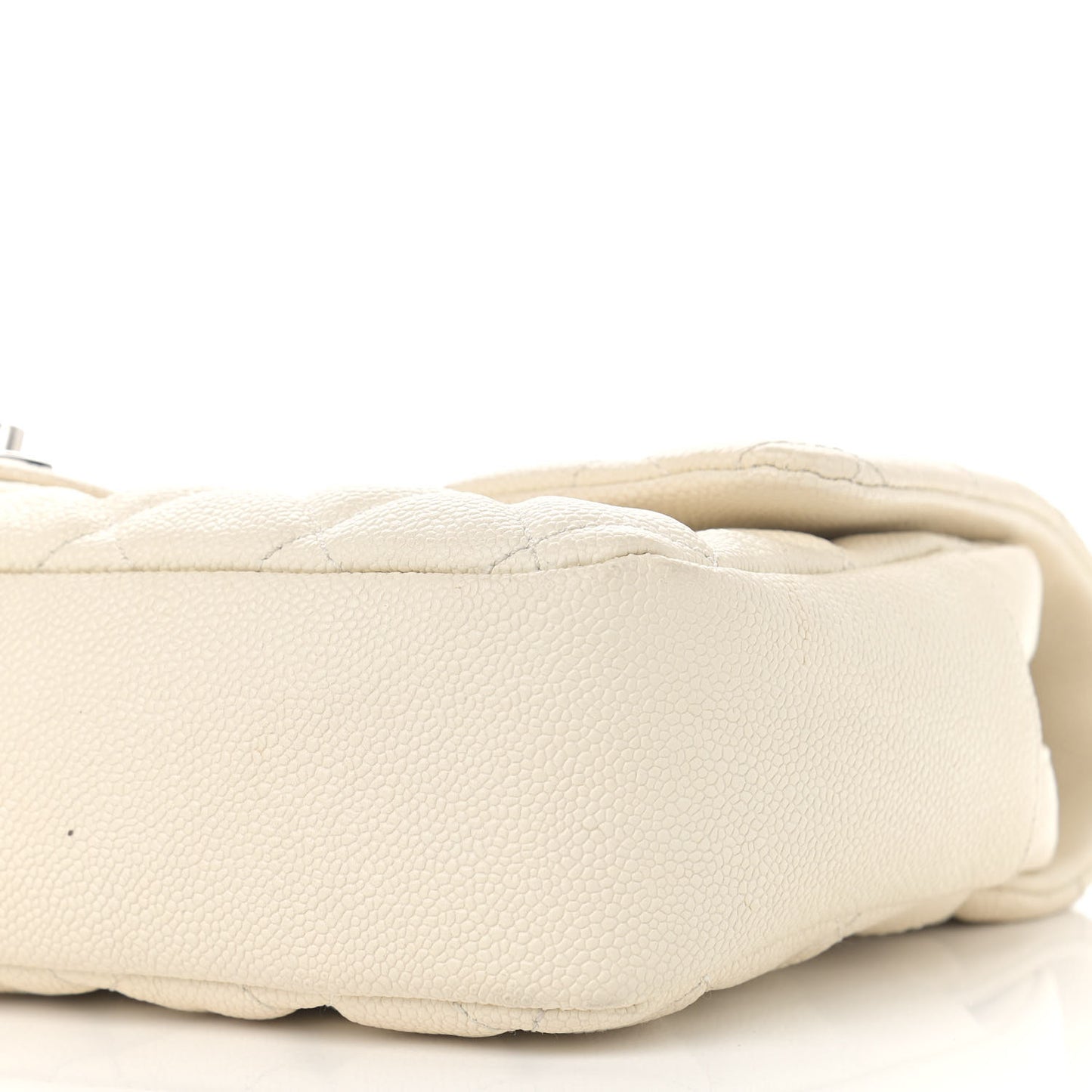 Caviar Quilted Jumbo Easy Flap Dark White