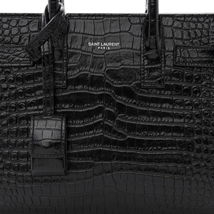 Saint Laurent Calfskin Crocodile Embossed Nano Sac De Jour Black 8 of 14