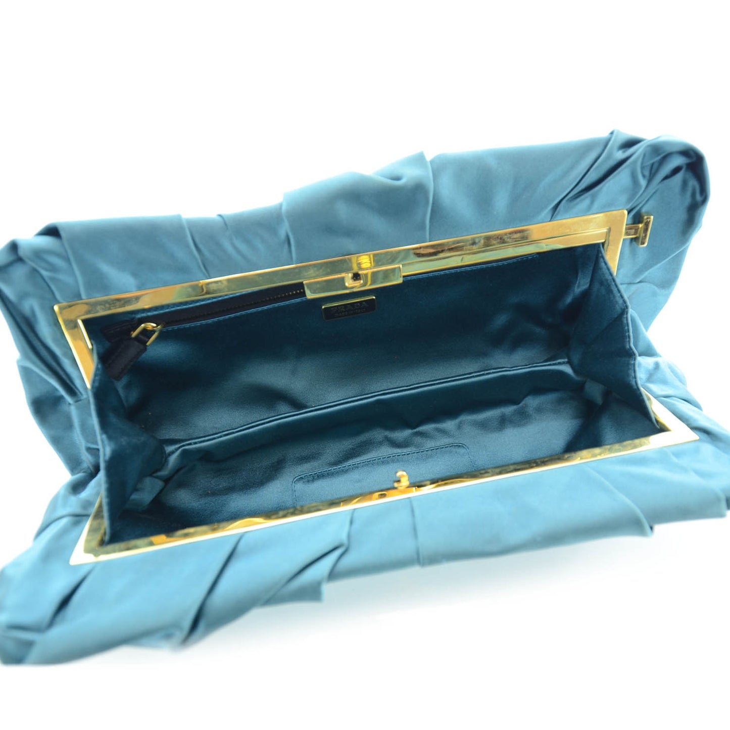 Satin Frame Evening Bag Turchese