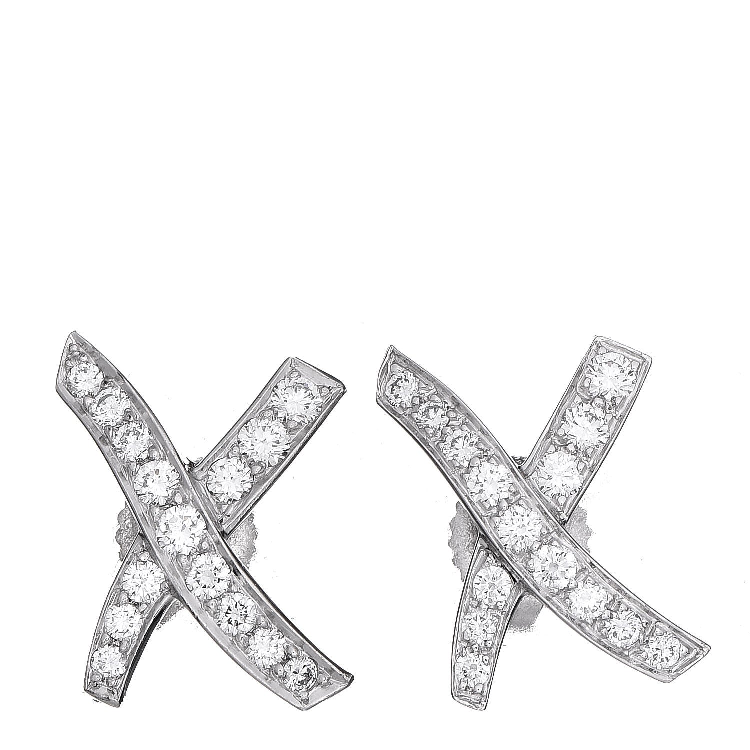 Tiffany Platinum Diamond Small Paloma Picasso "X" Earrings 1 of 5