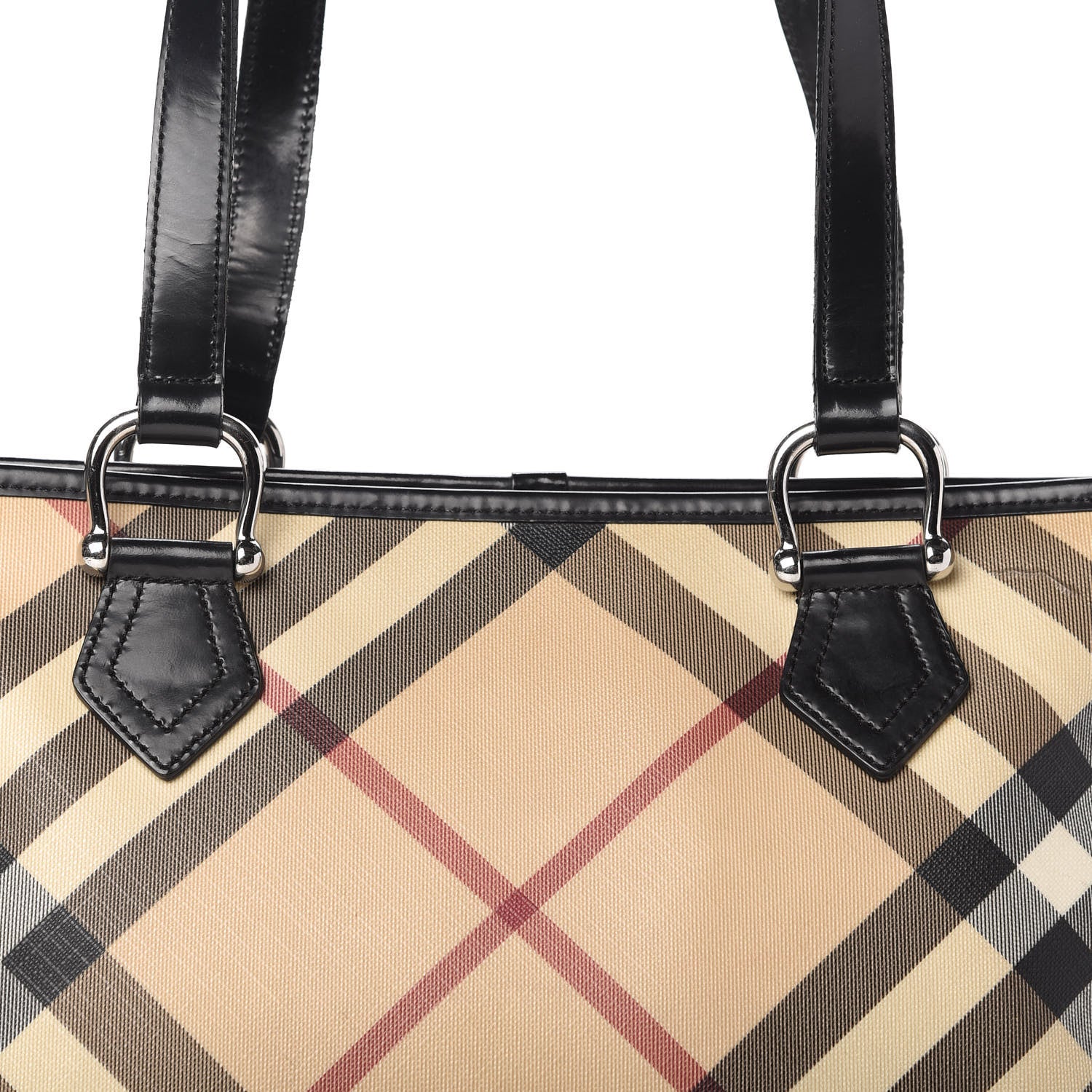 Burberry Patent Trim Nova Check Shopper Tote Black 11 of 17