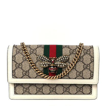 Gucci GG Supreme Monogram Web Queen Margaret Chain Wallet White 1 of 10