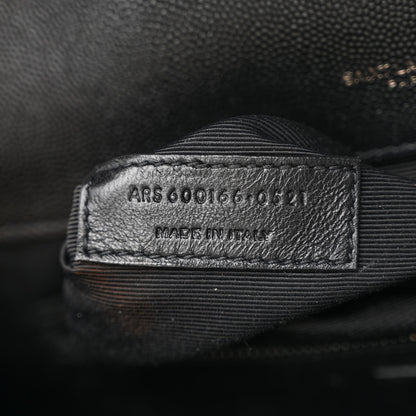Saint Laurent Grain De Poudre Textured Mixed Matelasse Large Triquilt Monogram Monochrome Satchel Black 7 of 10