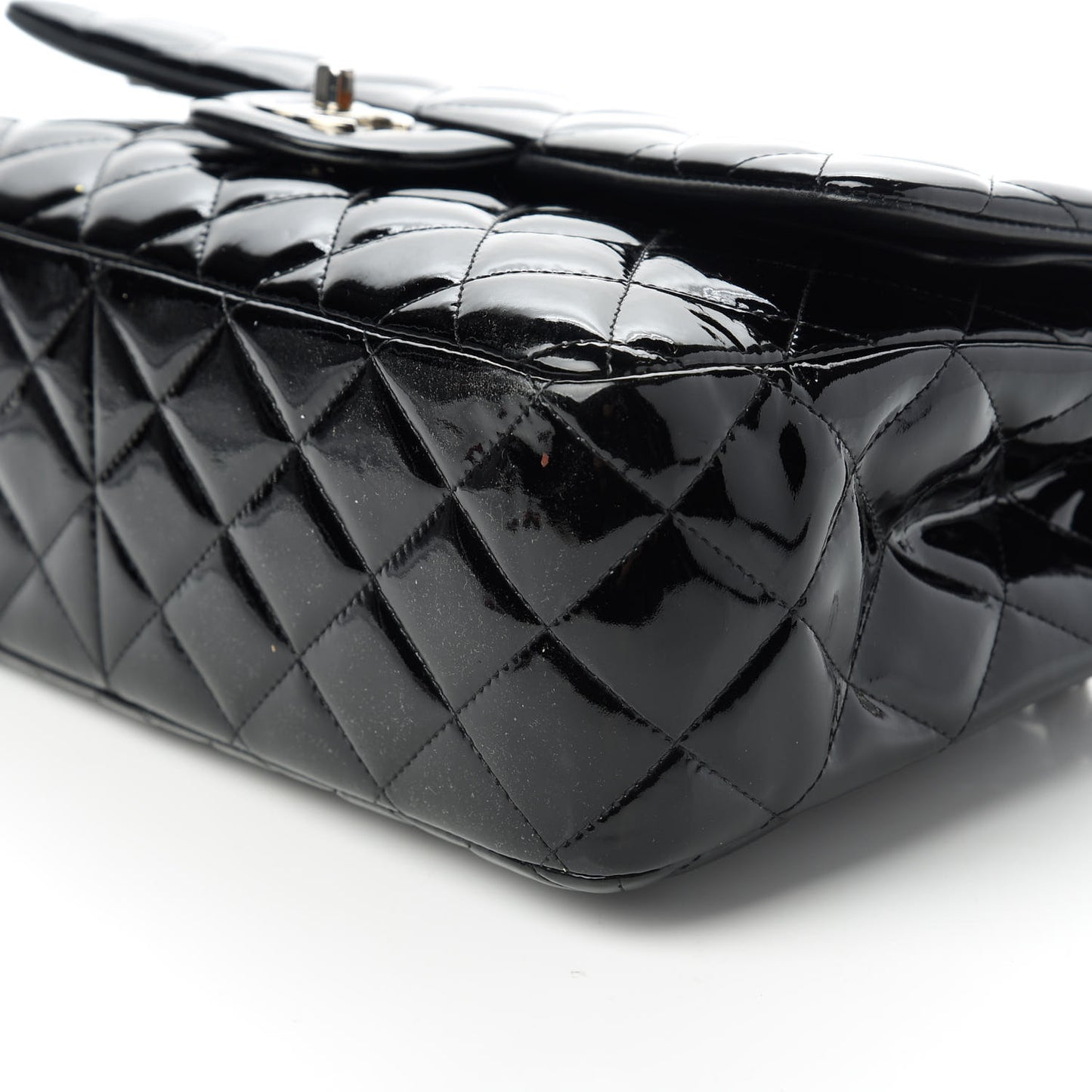 Patent Quilted Jumbo Double Flap Black