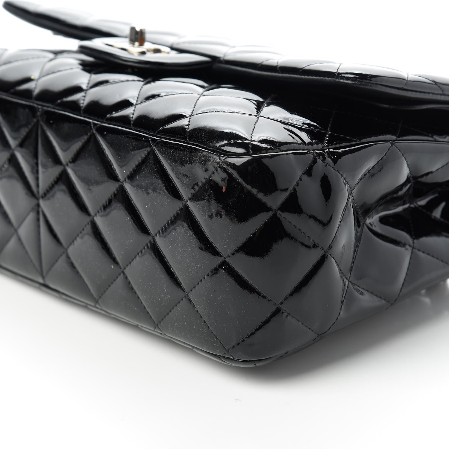 Chanel Patent Quilted Jumbo Double Flap Black 7 of 10