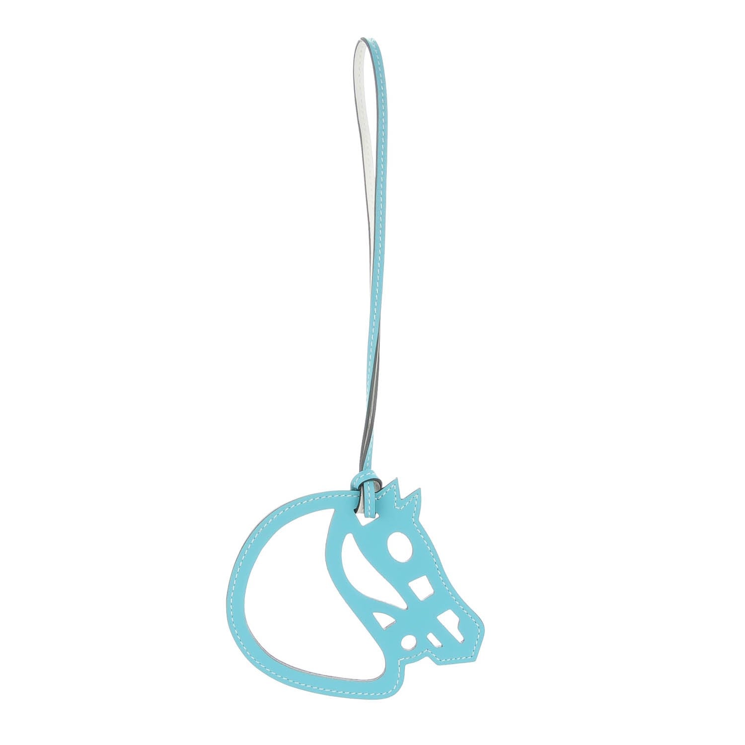 Hermes Swift Paddock Cheval Horse Bag Charm White Bleu Atoll 1 of 3