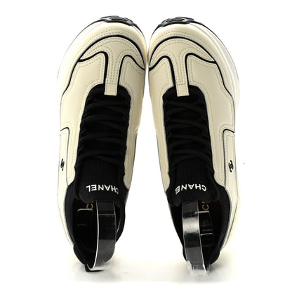 Chanel Calfskin Mixed Fibers CC Sneakers 39.5 Ivory Black 2 of 10
