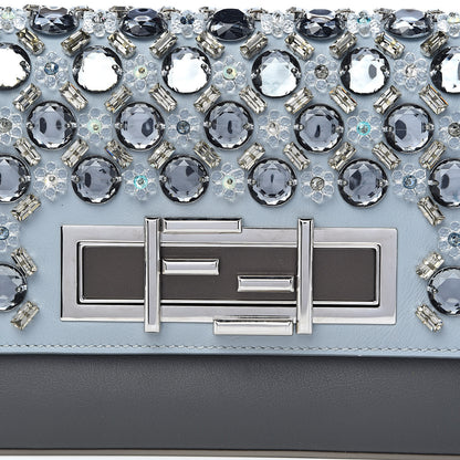 Fendi Vitello Dolce Crystal 3Baguette Shoulder Bag Blue Grey 10 of 10